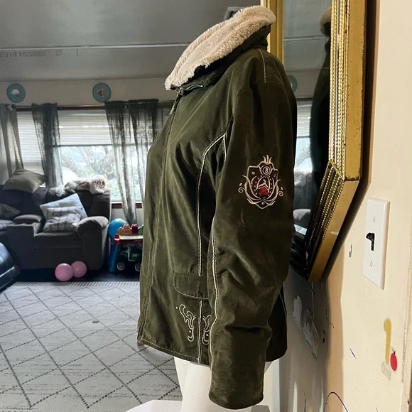 Vintage Bogner Olive Green Women's Ski Jacket with White Embroidery - Picture 1 of 16